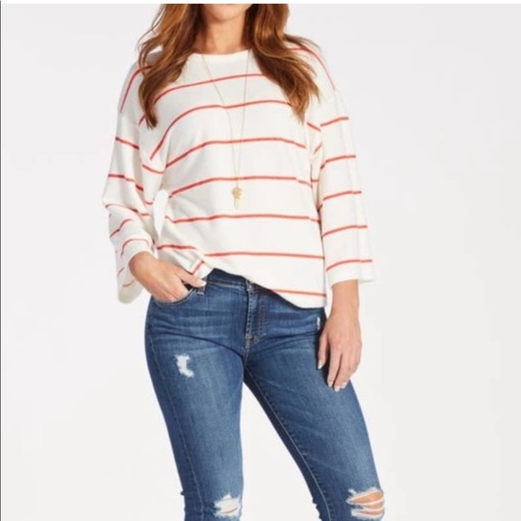 Sundry Tops - Sundry red & white stripe kimono sleeve top/sweater size 2 (M)